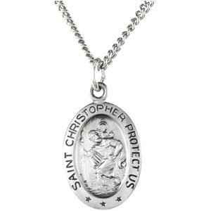 Extel Small Sterling Silver Womens Catholic St. Christopher Pendant