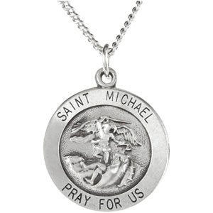 Extel Medium Sterling Silver Mens Religious Catholic St. Michael Patron Saint Medal Pendant Charm