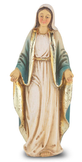 Small Catholic 4" Our Lady of Grace Hand Painted Solid Resin Statue