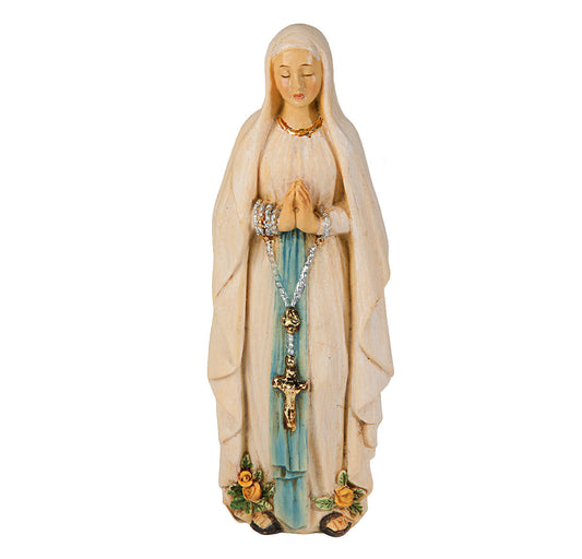 Small Catholic 4" Our Lady of Lourdes Hand Painted Solid Resin Patron Saint Statue