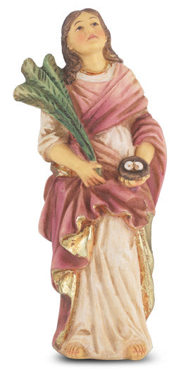 Small Catholic 4" St. Lucy Hand Painted Solid Resin Statue