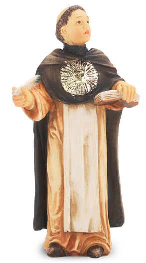 Small Catholic 4" St. Thomas Aquinas Hand Painted Solid Resin Statue