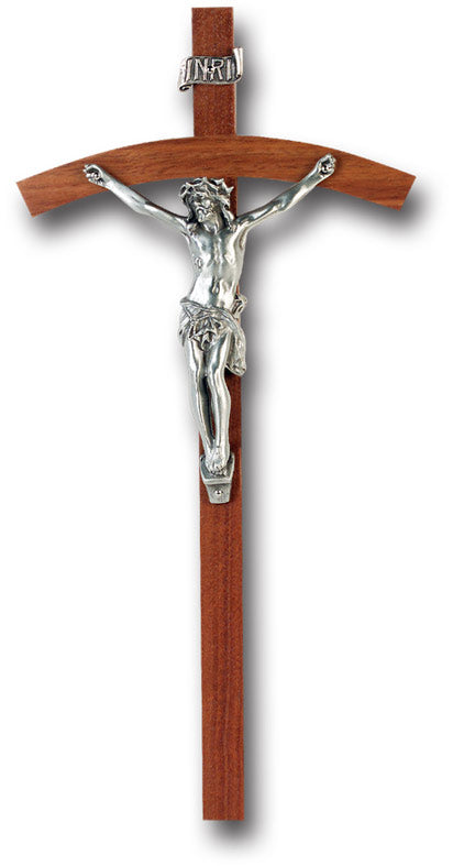 Large Catholic Genuine Walnut Wood Wall Crucifix, 10", for Home, Office, Over Door