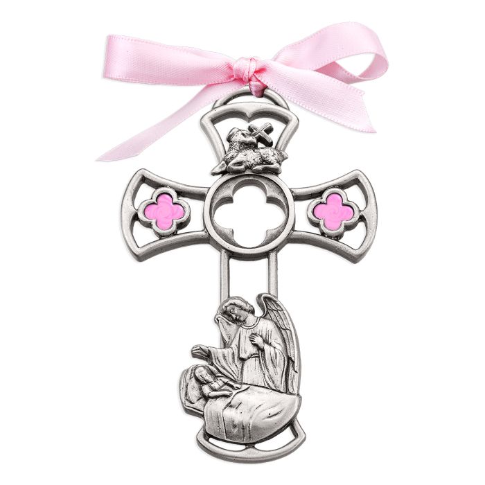 Guardian Angel with Female Genuine Pewter Cross