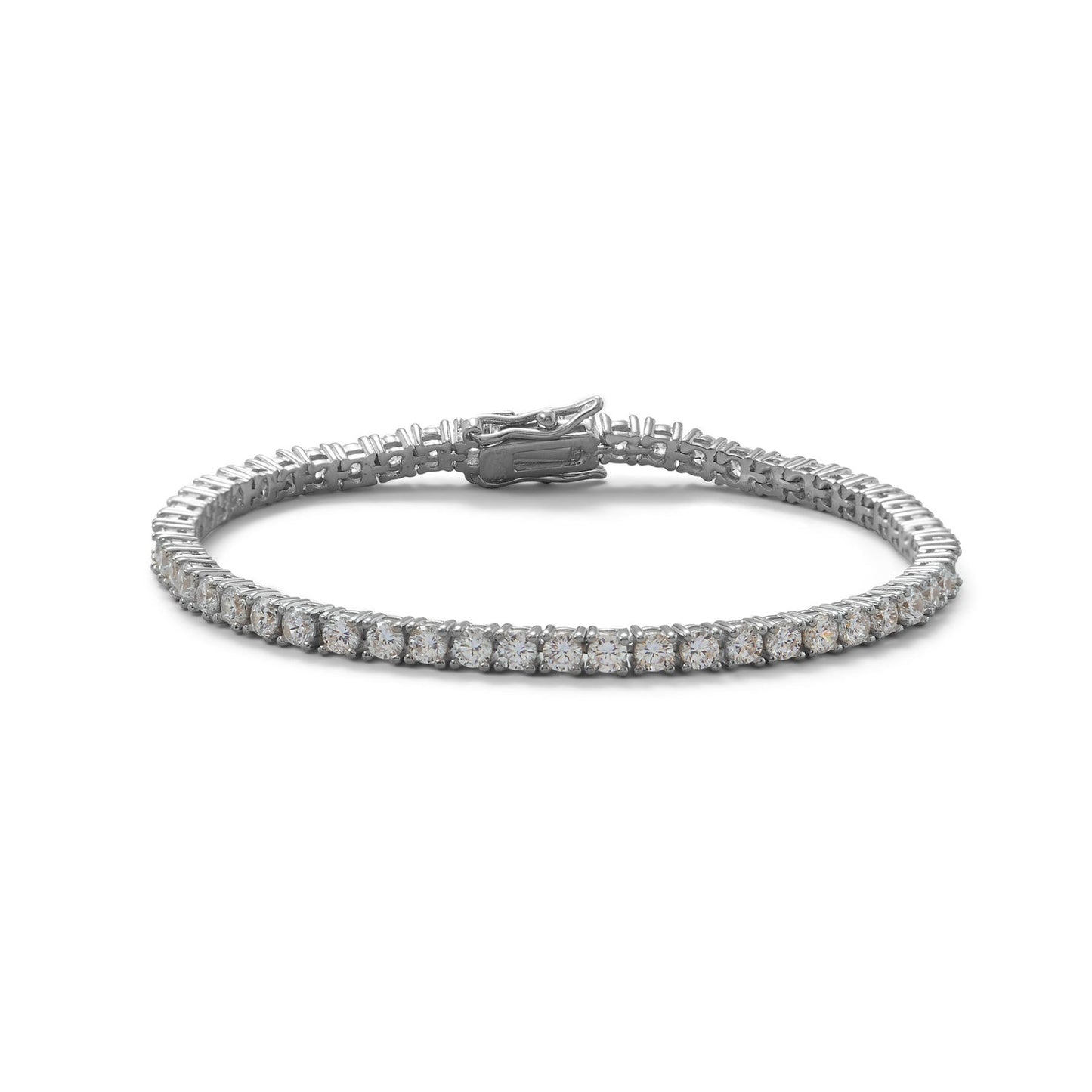 Extel 7" Rhodium Plated 3mm CZ Tennis Bracelet