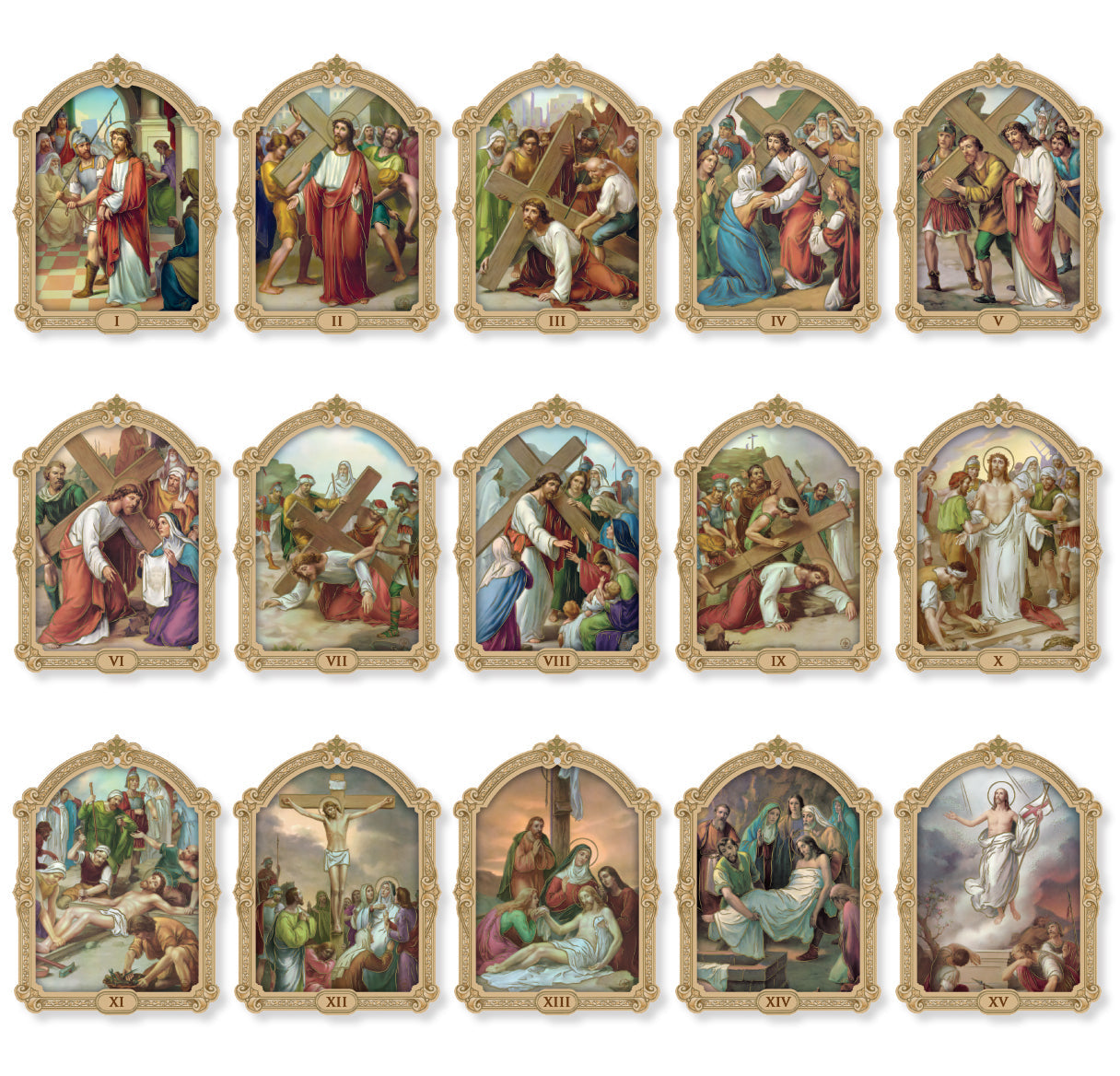 Stations of the Cross Plaques Wall Art Decor Small (set of 16 Plaques)