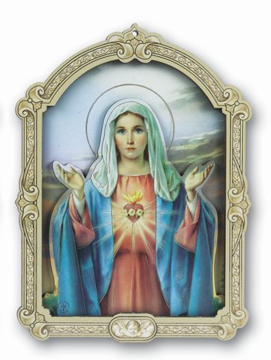 Immaculate Heart of Mary 3D Dimensional Wood Plaque Large