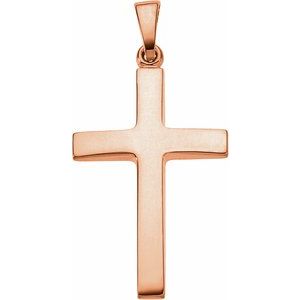 Extel Medium 14K Rose Gold Mens Womens Religious Cross Pendant Charm Made in USA