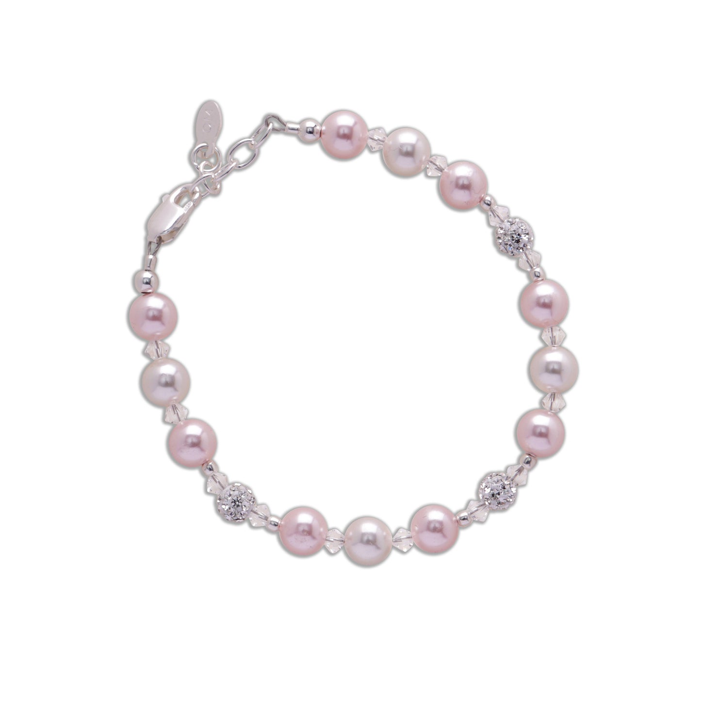 Kid's Sterling Silver Pink Pearl Baby or Child's Bracelet: Small 0-12m