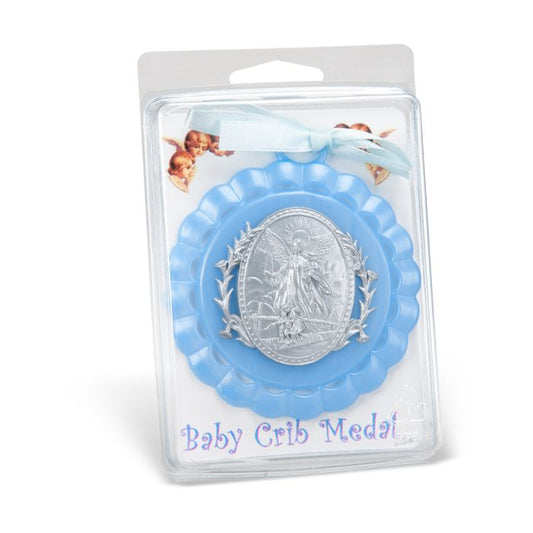 Blue Guardian Angel Baby Crib Medal in Clamshell Packaging for Boy