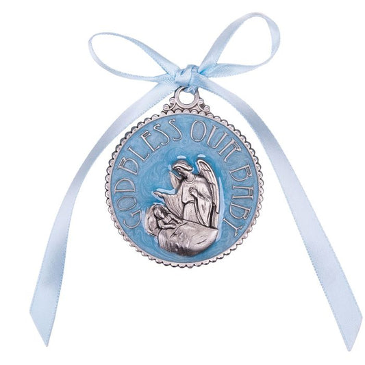 Blue Epoxied Baby Crib Medal for Boy