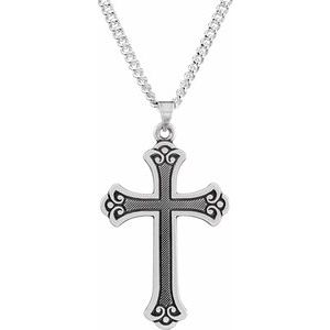 Extel Large Sterling Silver Mens Womens Religious Cross Pendant Charm