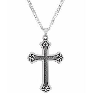 Extel Large Sterling Silver Mens Womens Religious Cross Pendant Charm