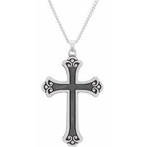 Extel Large Sterling Silver Mens Womens Religious Cross Pendant Charm