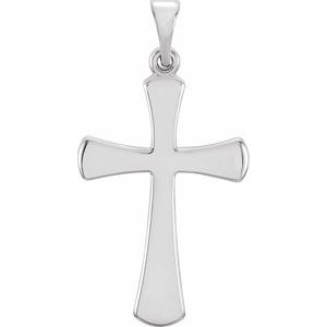 Extel Medium 14K White Gold Mens Womens Religious Cross Pendant Charm