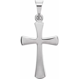 Extel Medium 14K White Gold Mens Womens Religious Cross Pendant Charm