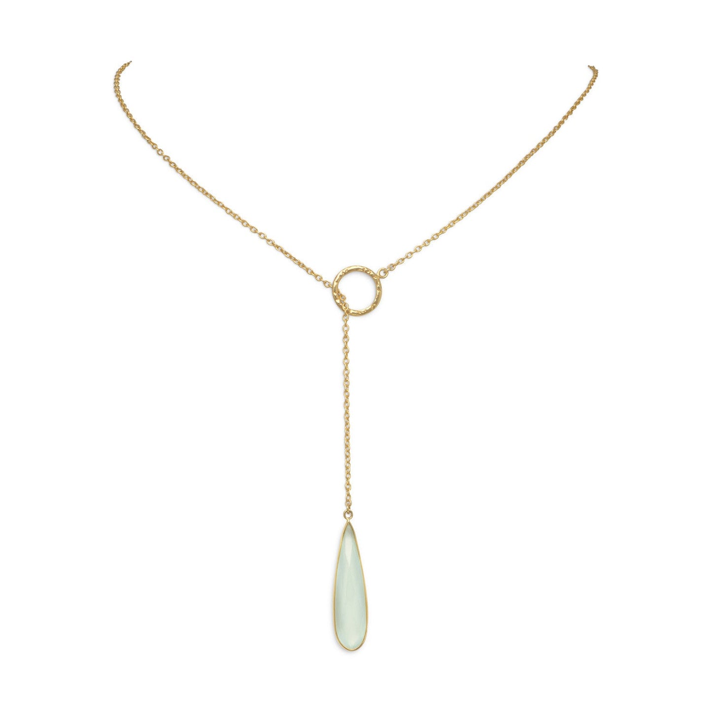 Extel 14 Karat Gold Plated Lariat Necklace with Chalcedony Drop