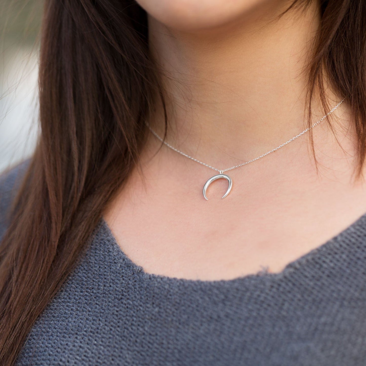 Extel Sterling Silver Crescent Necklace