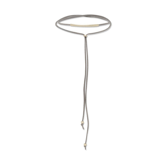 Extel Grey Suede 14 Karat Gold Plated Bar Lariat Choker