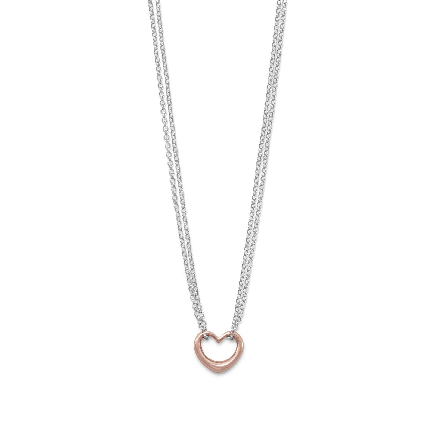 Extel Two Tone Double Strand Open Heart Necklace