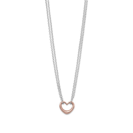 Extel Two Tone Double Strand Open Heart Necklace