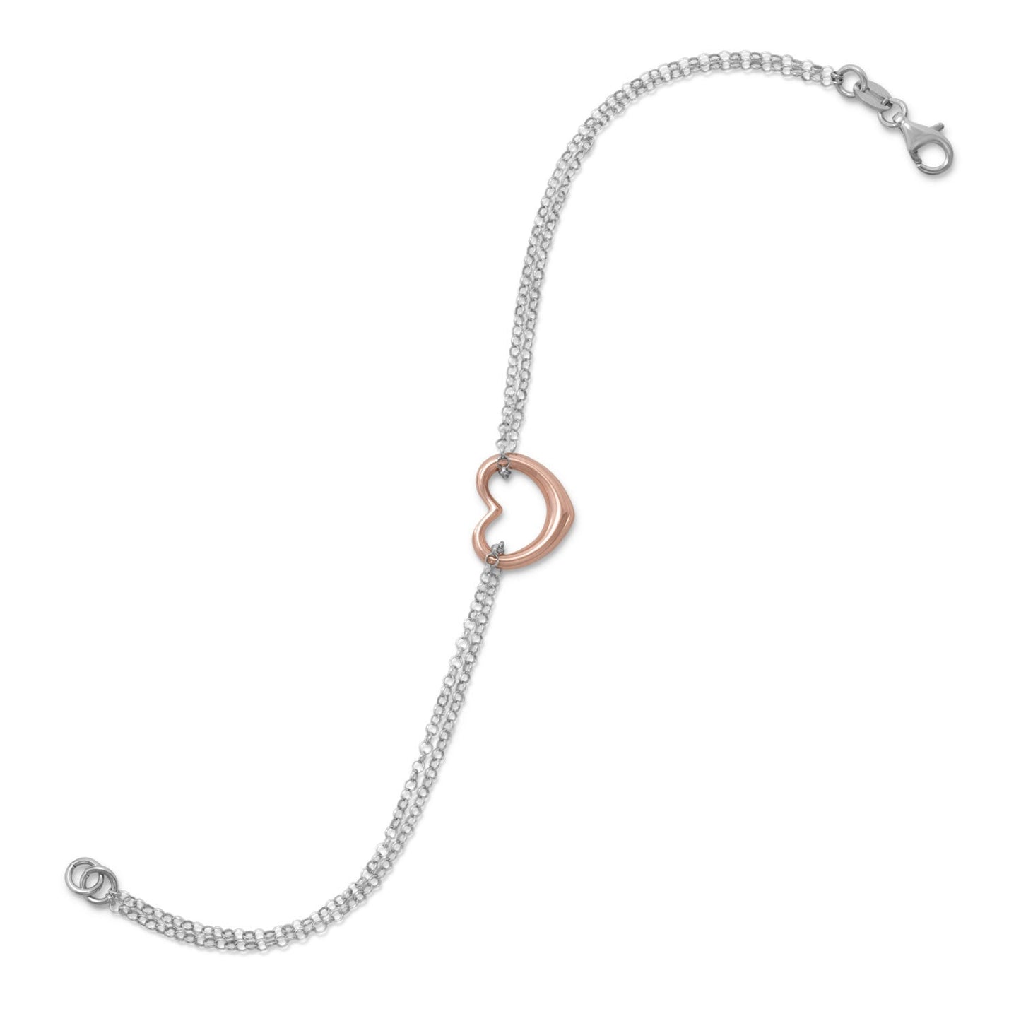 Extel Two Tone Double Strand Open Heart Bracelet