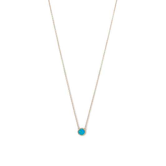 Extel 14 Karat Gold Plated Mini Synthetic Blue Opal Necklace