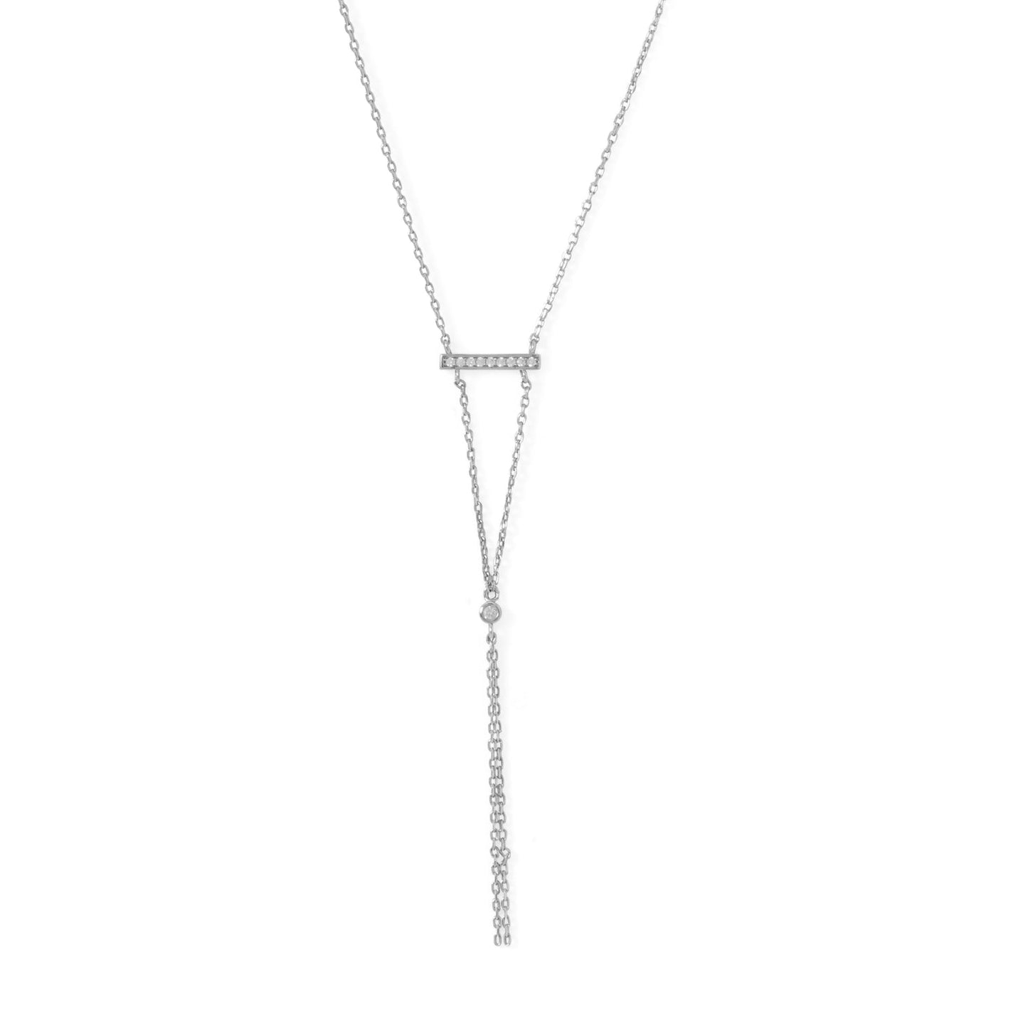 Extel Rhodium Plated Bar Necklace with Y Drop