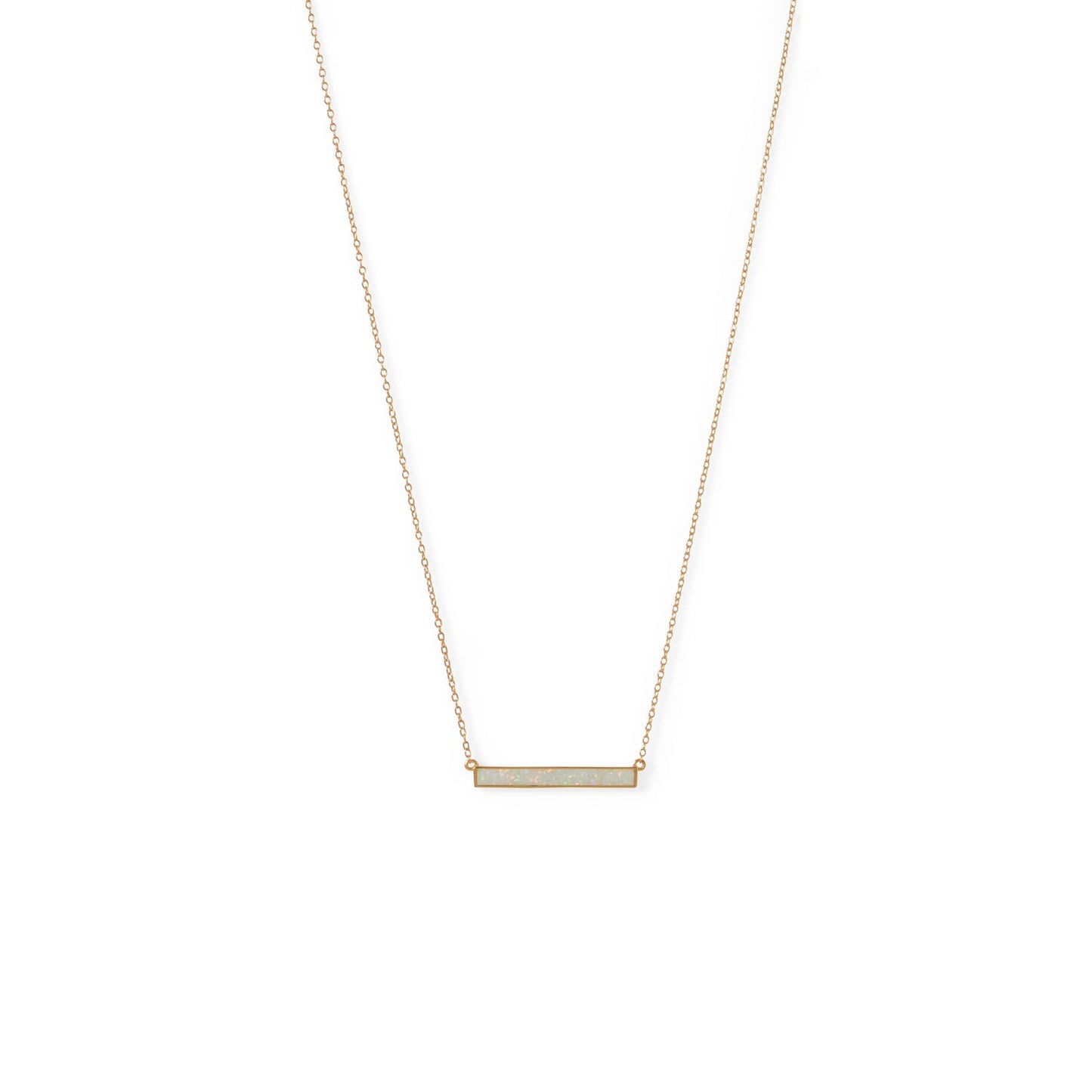 Extel 14 Karat Gold Plated Synthetic White Opal Bar Necklace