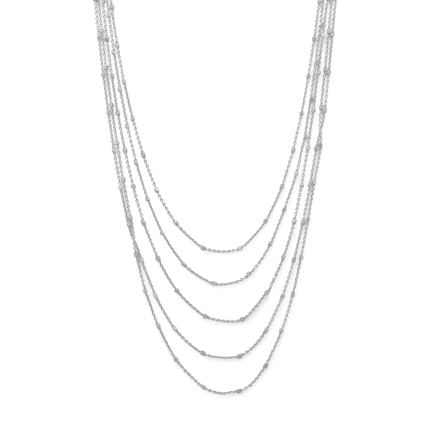 Extel Rhodium Plated Five Strand Satellite Chain Necklace