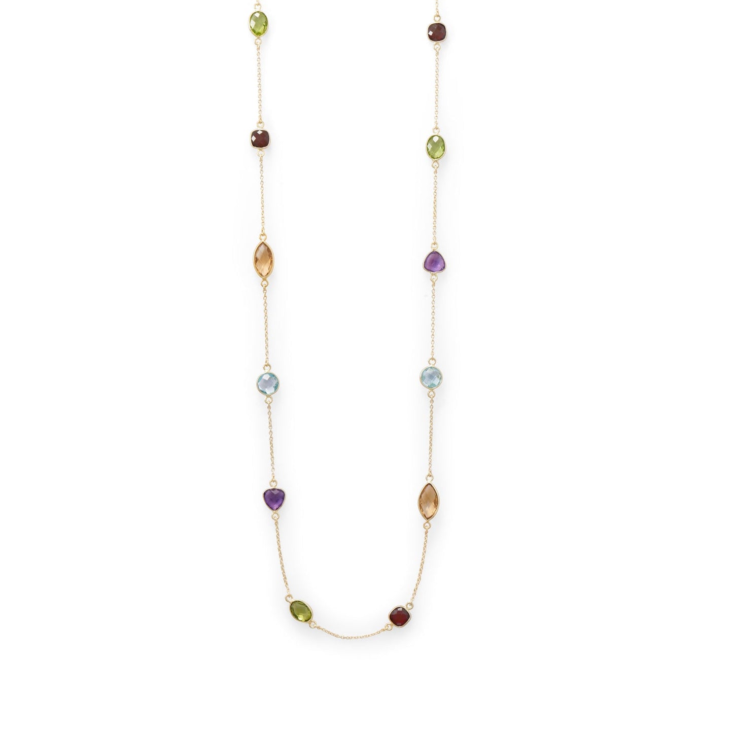 Extel Multi Stone Madness! 25" 14 Karat Gold Plated Multi Stone Necklace