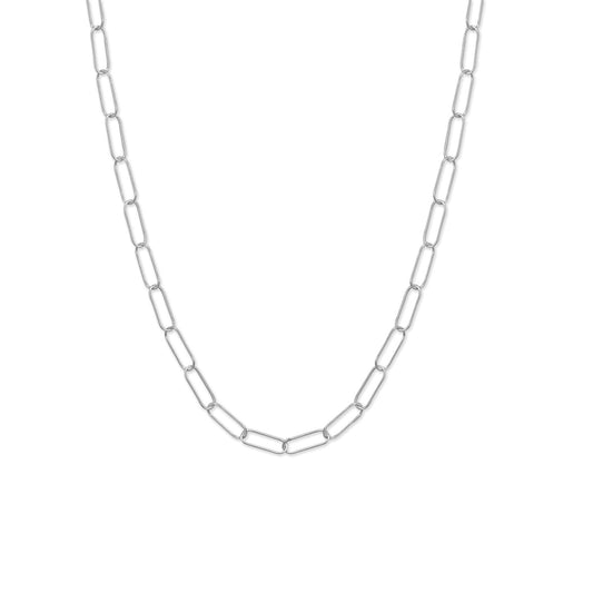 Extel 18" Rhodium Plated Paperclip Necklace