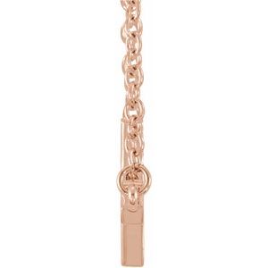 Extel Large 14K Rose Gold Womens Religious Sideways Cross Necklace with 18" Necklace