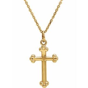 Extel Small 14K Yellow Gold Womens Religious Cross Pendant Charm with 18" Necklace