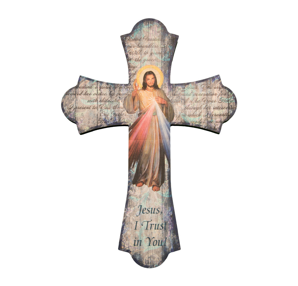 Large Catholic Divine Mercy Wood Cross, 10", for Home, Office, Over Door