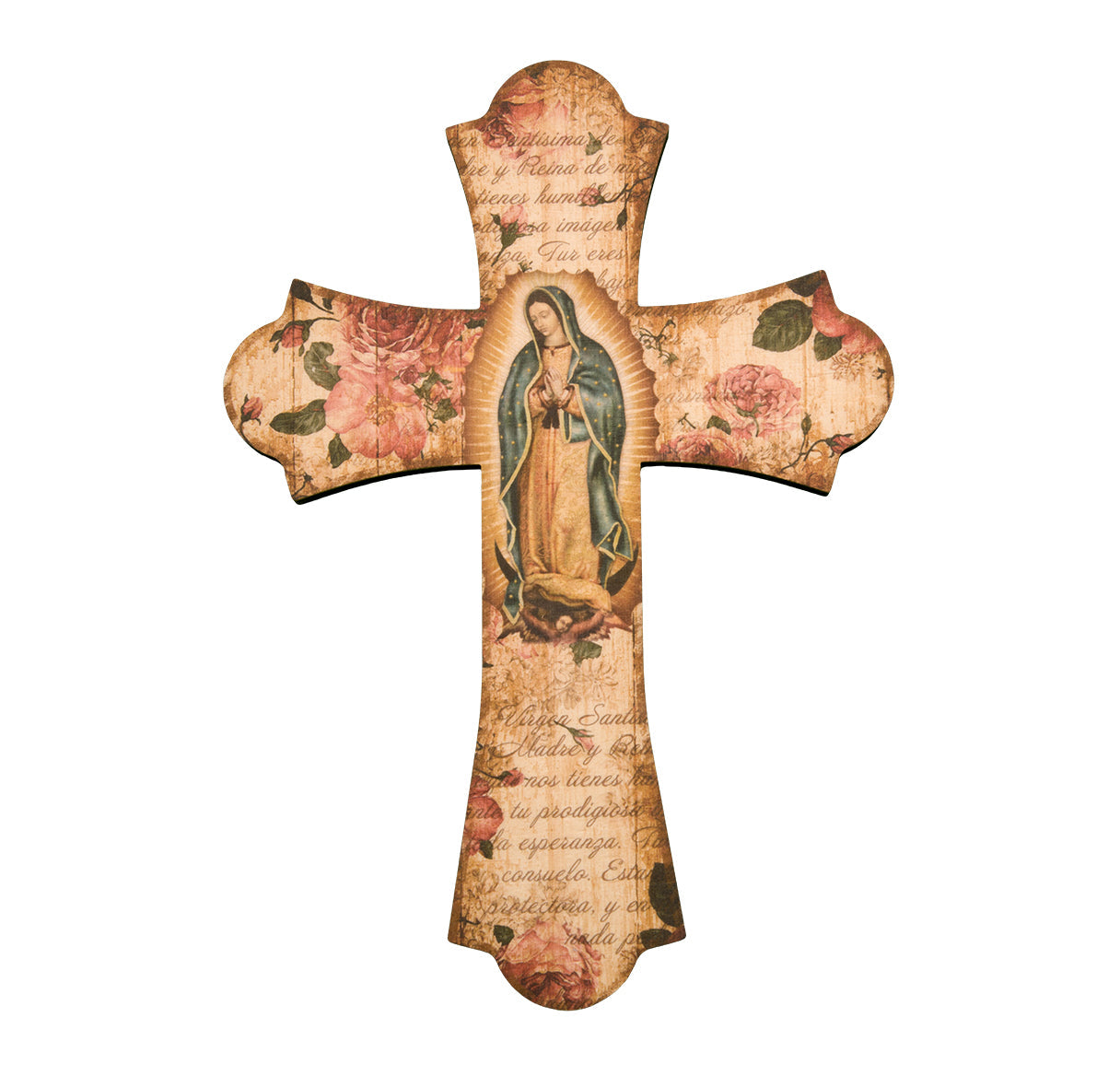 Large Catholic Our Lady of Guadalupe Wood Cross, 10", for Home, Office, Over Door