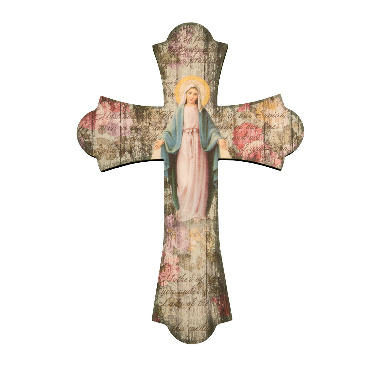 Large Catholic Our Lady of Grace Wood Cross, 10", for Home, Office, Over Door