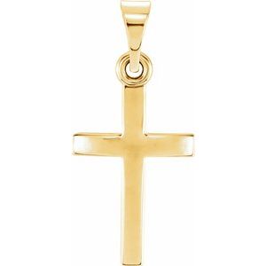 Extel Medium 10K Yellow Gold Mens Womens Religious Cross Pendant Charm Made in USA