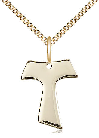 Extel Medium 14kt Gold Filled Tau Cross Pendant with 18" chain, Made in USA