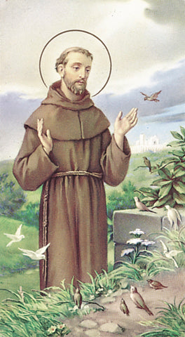 Saint Francis of Assisi Paper Catholic Prayer Holy Card with Blank Back, Pack of 100