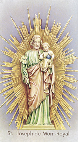 Saint Joseph Mont-Royal Paper Catholic Prayer Holy Card with Blank Back, Pack of 100