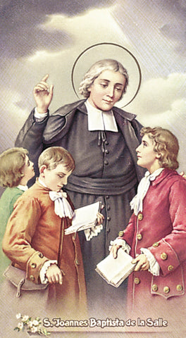 St John Baptist De La Salle Paper Catholic Prayer Holy Card with Blank Back, Pack of 100