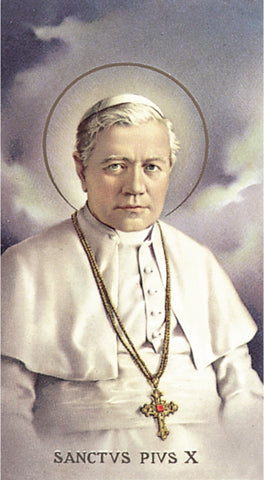 Saint Pius X Paper Catholic Prayer Holy Card with Blank Back, Pack of 100