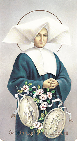 Saint Catherine Laboure Paper Catholic Prayer Holy Card with Blank Back, Pack of 100