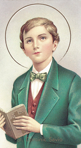 Saint Dominic Savio Paper Catholic Prayer Holy Card with Blank Back, Pack of 100