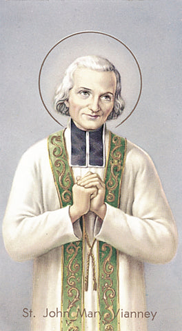 Saint John Mary Vianney Paper Catholic Prayer Holy Card with Blank Back, Pack of 100