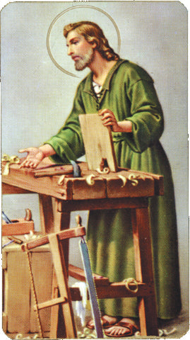 Saint Joseph the Worker Paper Catholic Prayer Holy Card with Blank Back, Pack of 100