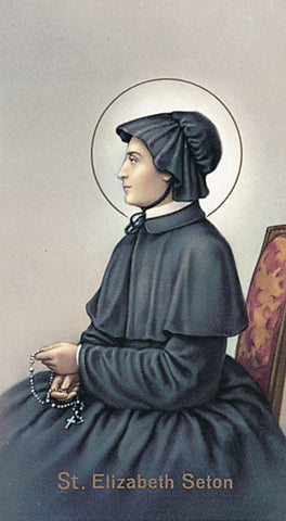 St Elizabeth Seton Paper Catholic Prayer Holy Card with Blank Back, Pack of 100