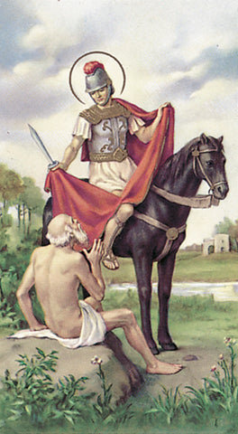 Saint Martin of Tours Paper Catholic Prayer Holy Card with Blank Back, Pack of 100