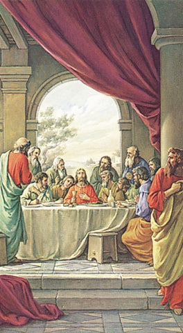 The Last Supper Paper Catholic Prayer Holy Card with Blank Back, Pack of 100